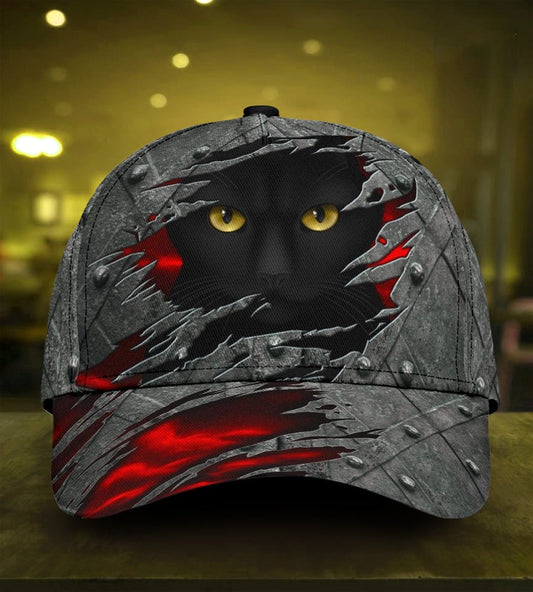 Mystery Black Cat Dark Classic Cap For Beach Outings Holidays And Thoughtful Everyday Style