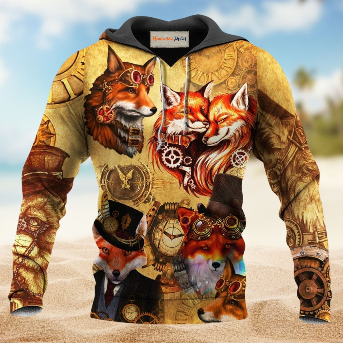 Dark Yellow Mystic Fox Hoodie For Animal Artwork Fans Seasonal Events And Gift Giving