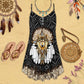 Native Wolf Loves Dreamcatcher V-Neck Sleeveless Cami Dress For Outdoor Events And Comfortable Summer Outfits