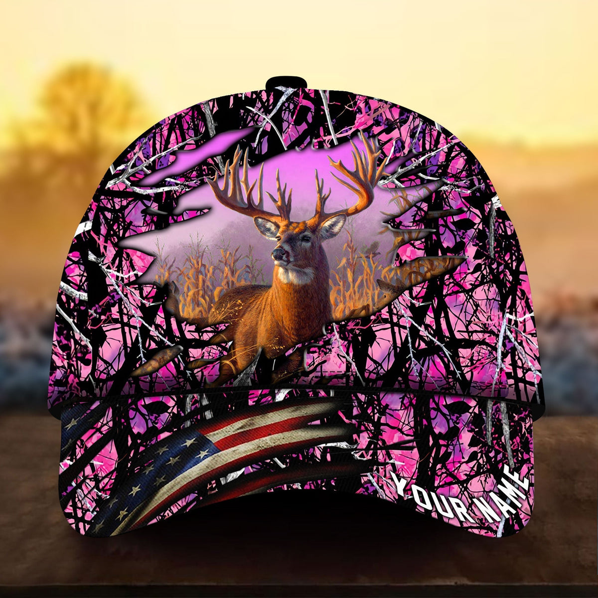 Deer Hunting Camo Personalized Classic Cap For Beach Vacations Outdoor Trips And Everyday Comfort