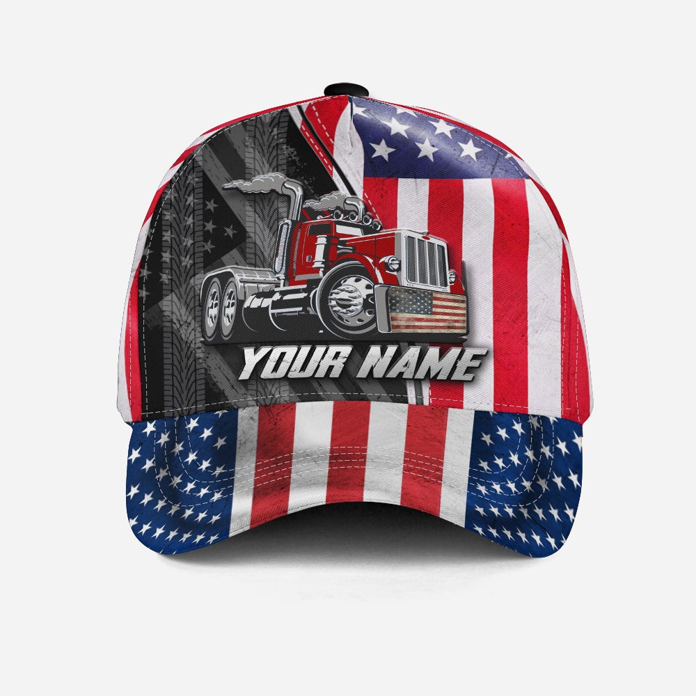 Custom Truck Driver American Flag Personalized Name Classic Cap For Casual Gatherings Travel And Thoughtful Gift Giving