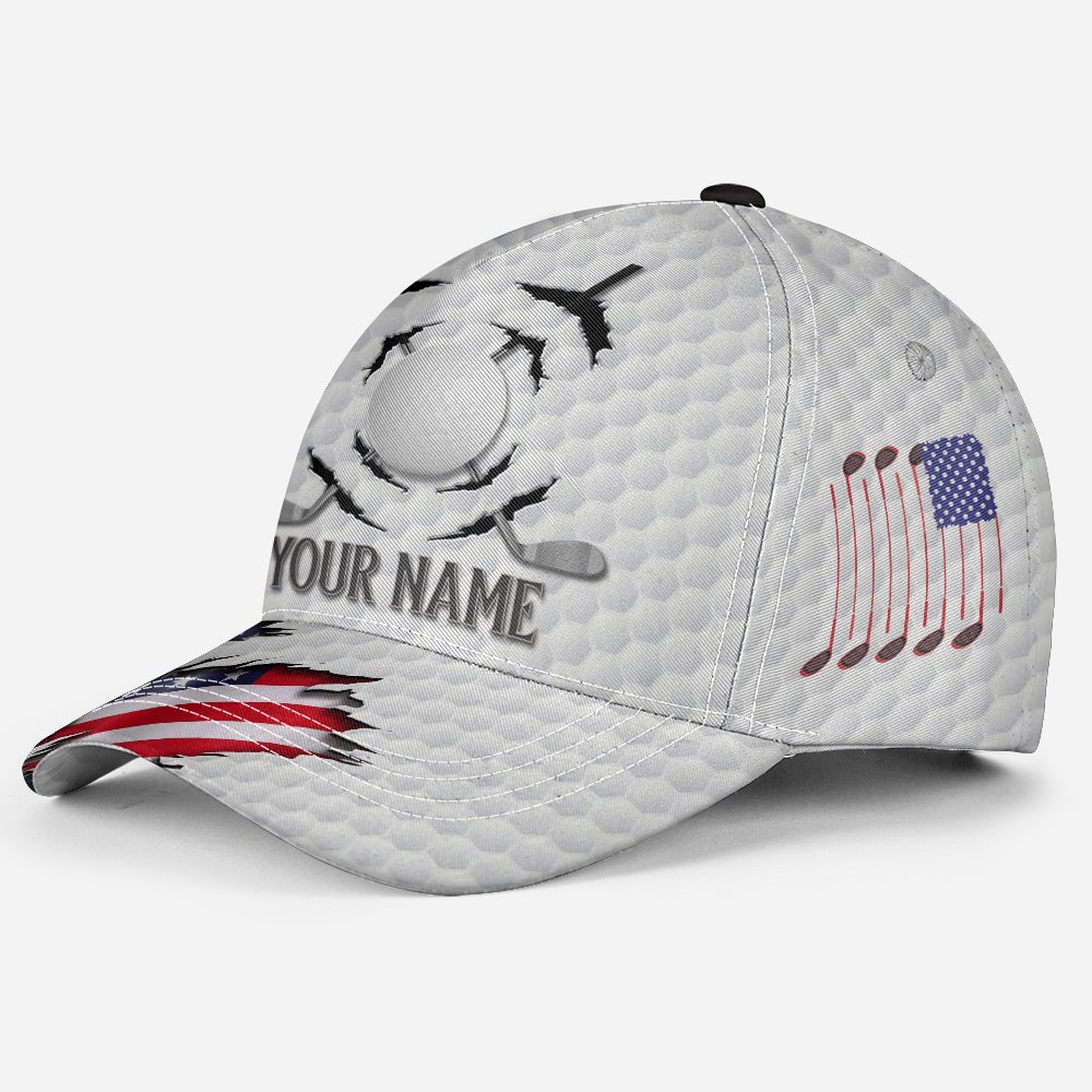 Custom Golf Crack American Flag Personalized Name Classic Cap For Casual Travel Parties And Comfortable Outdoor Wear