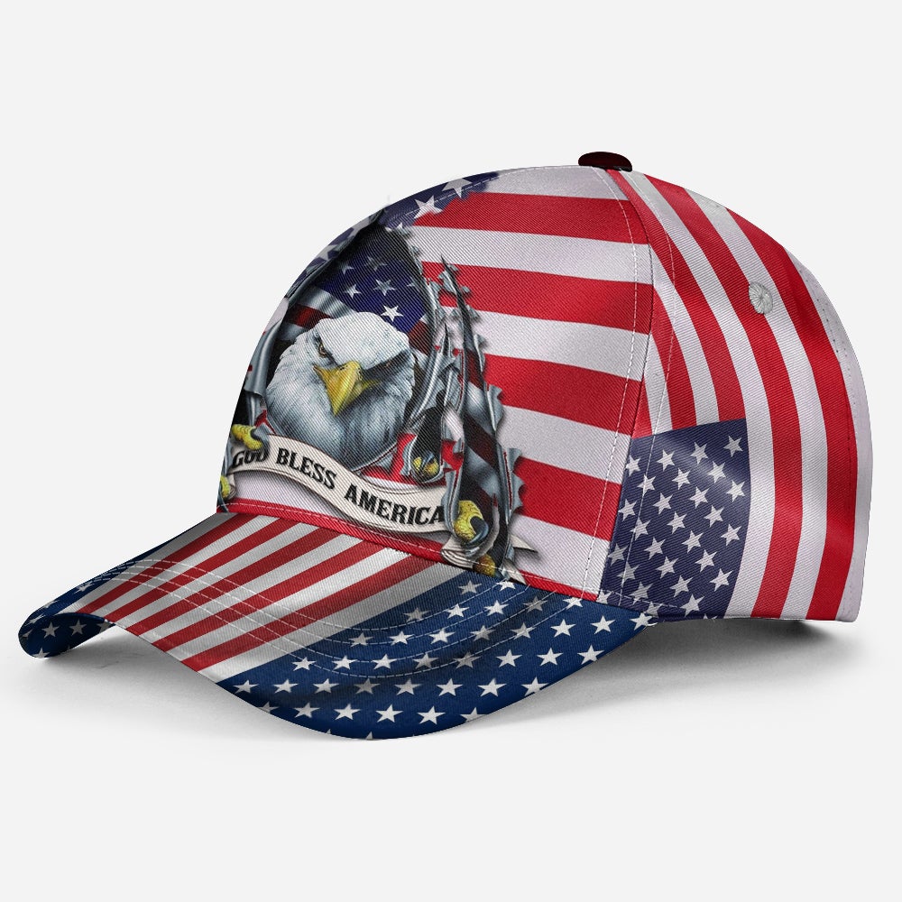 God Bless American Eagle Flag Classic Cap For Nature Lovers Travel And Casual Daily Styling