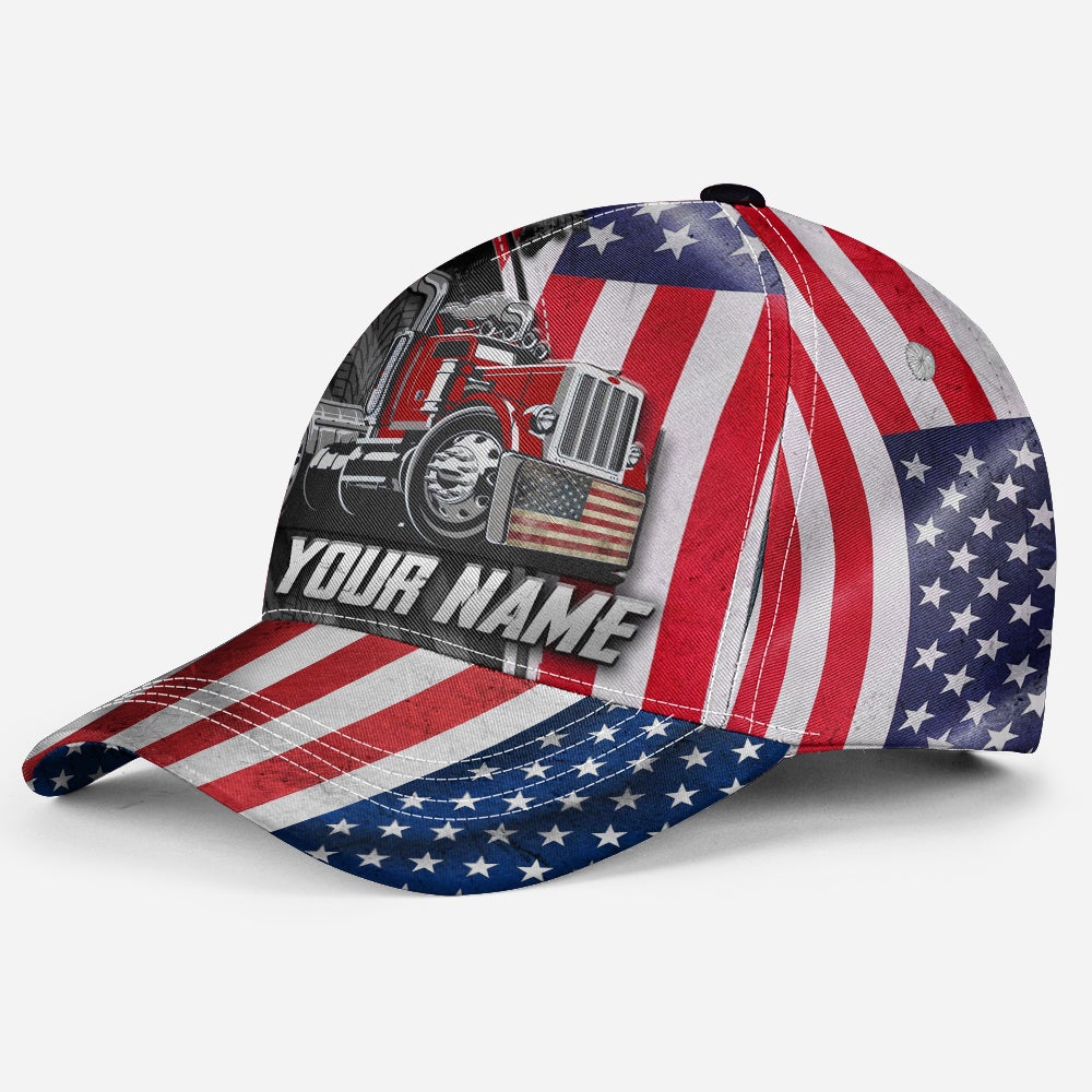 Custom Truck Driver American Flag Personalized Name Classic Cap For Casual Gatherings Travel And Thoughtful Gift Giving