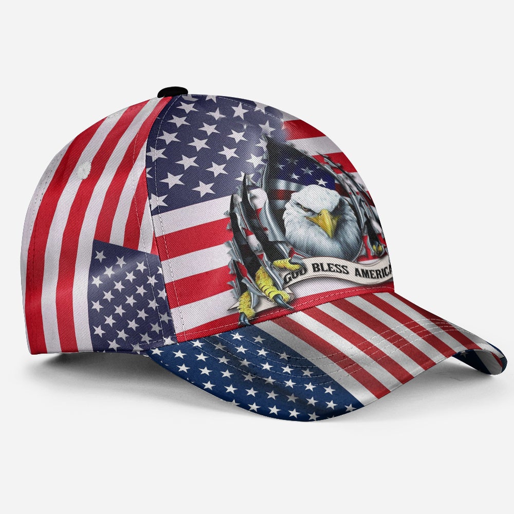 God Bless American Eagle Flag Classic Cap For Nature Lovers Travel And Casual Daily Styling
