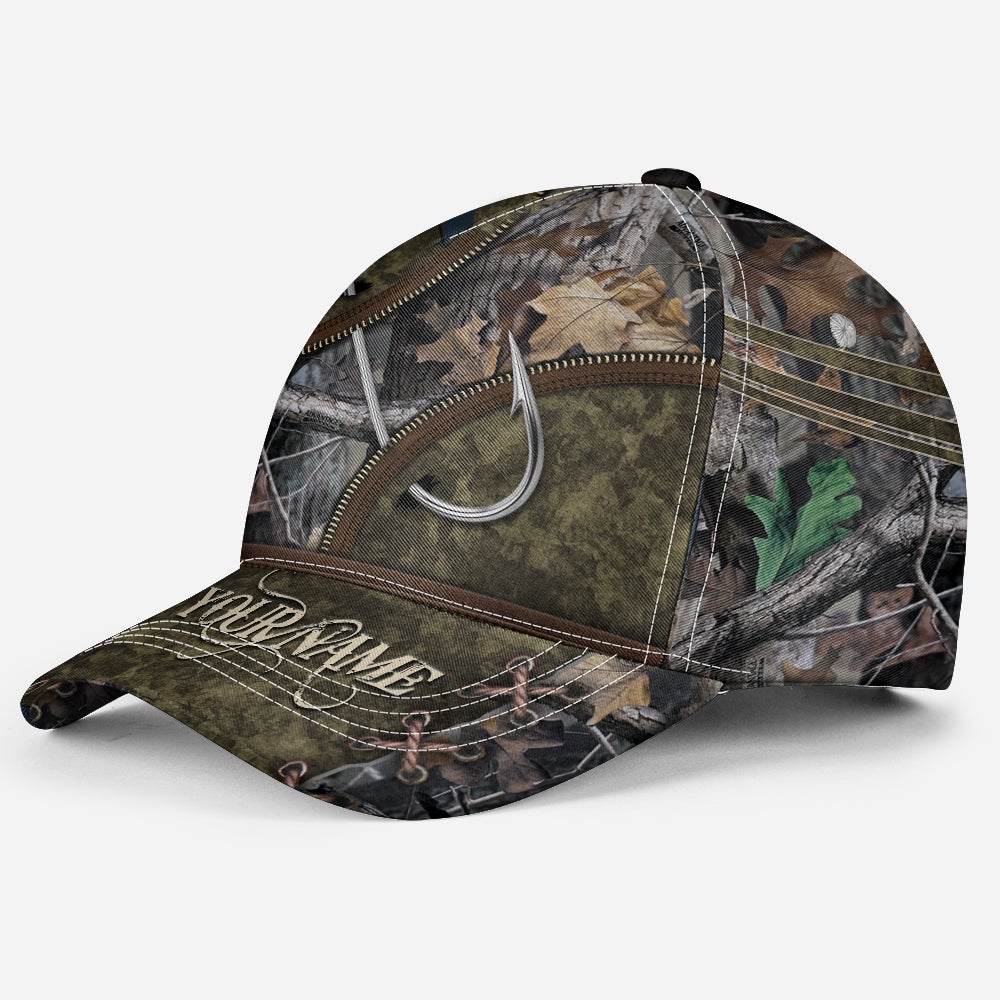 Custom Fishing Camo Hook Pattern Classic Cap For Casual Outfits Vacations And Everyday Styling