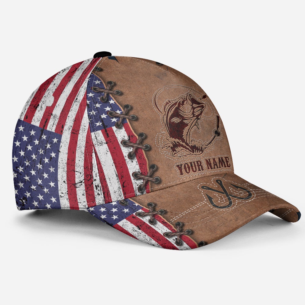 Custom Fishing Leather Pattern American Personalized Classic Cap For Outdoor Travel Festivals And Relaxed Everyday Wear