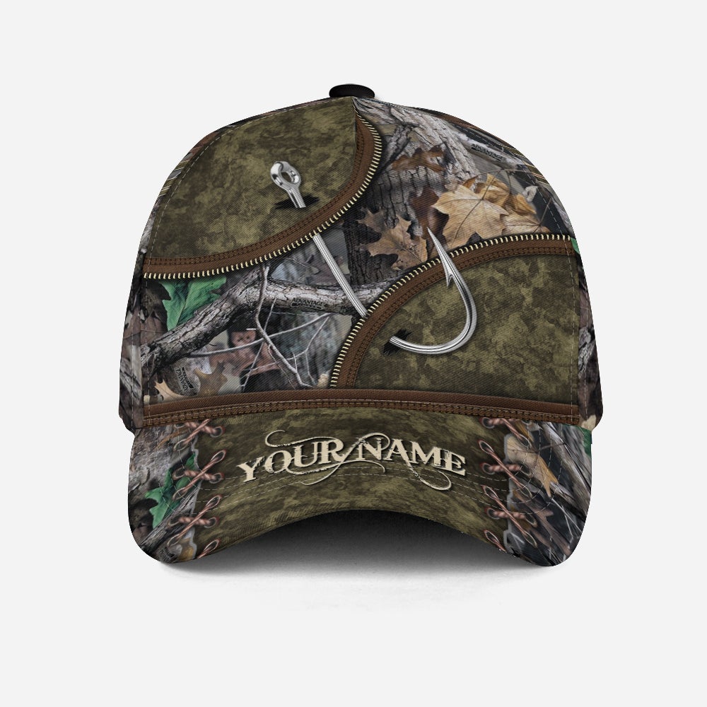 Custom Fishing Camo Hook Pattern Classic Cap For Casual Outfits Vacations And Everyday Styling
