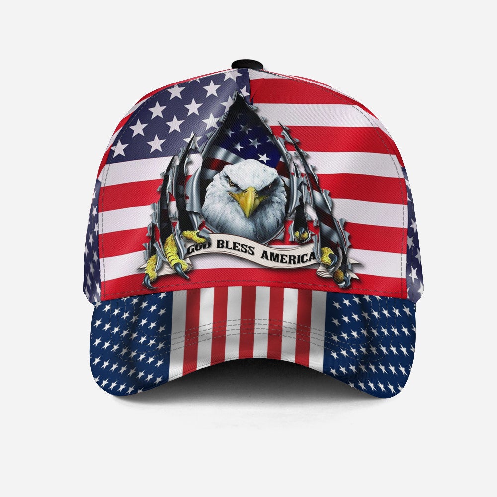 God Bless American Eagle Flag Classic Cap For Nature Lovers Travel And Casual Daily Styling