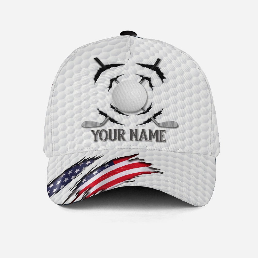 Custom Golf Crack American Flag Personalized Name Classic Cap For Casual Travel Parties And Comfortable Outdoor Wear