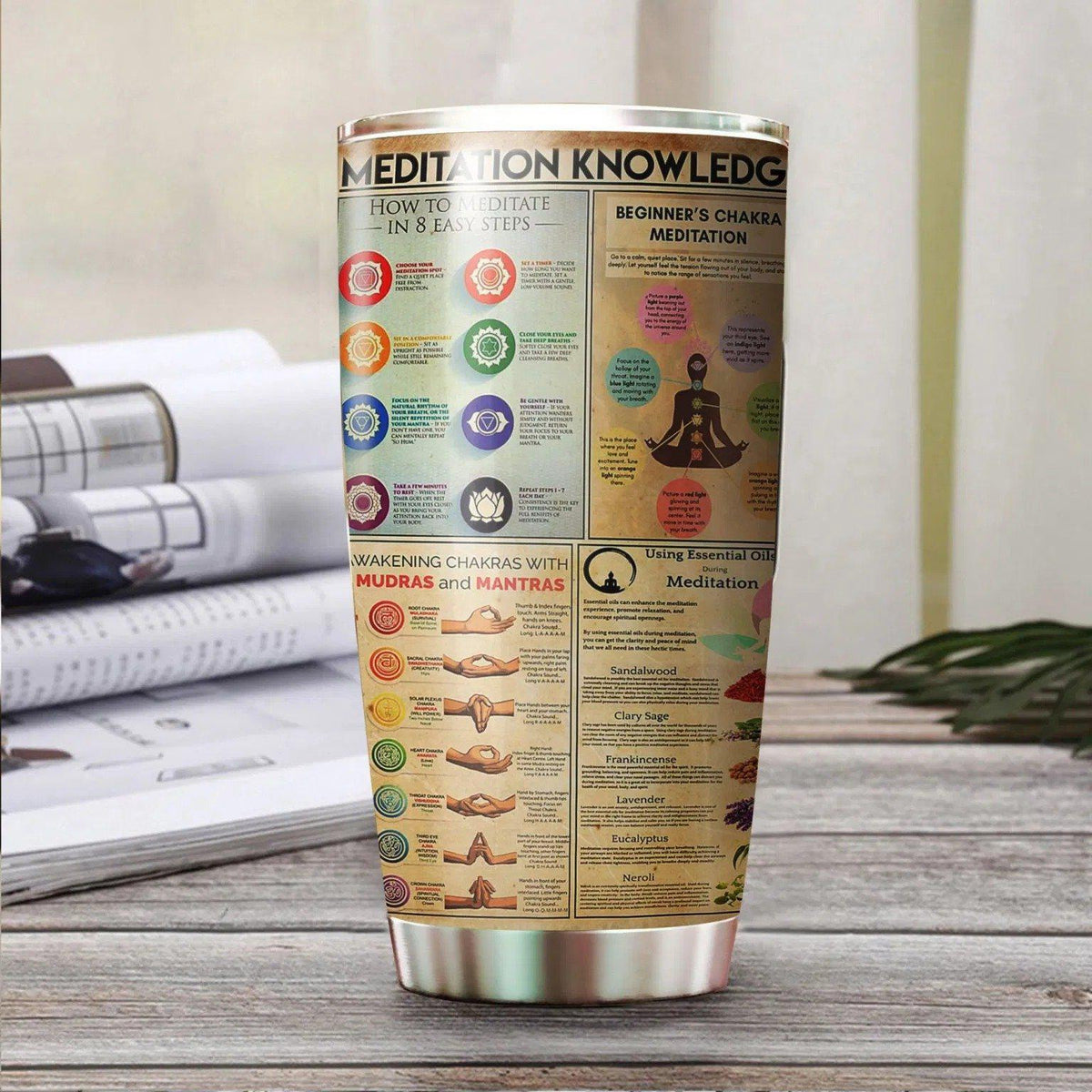 Meditation Knowledge 20 Oz Tumbler For Coffee Travel And Daily Drinks