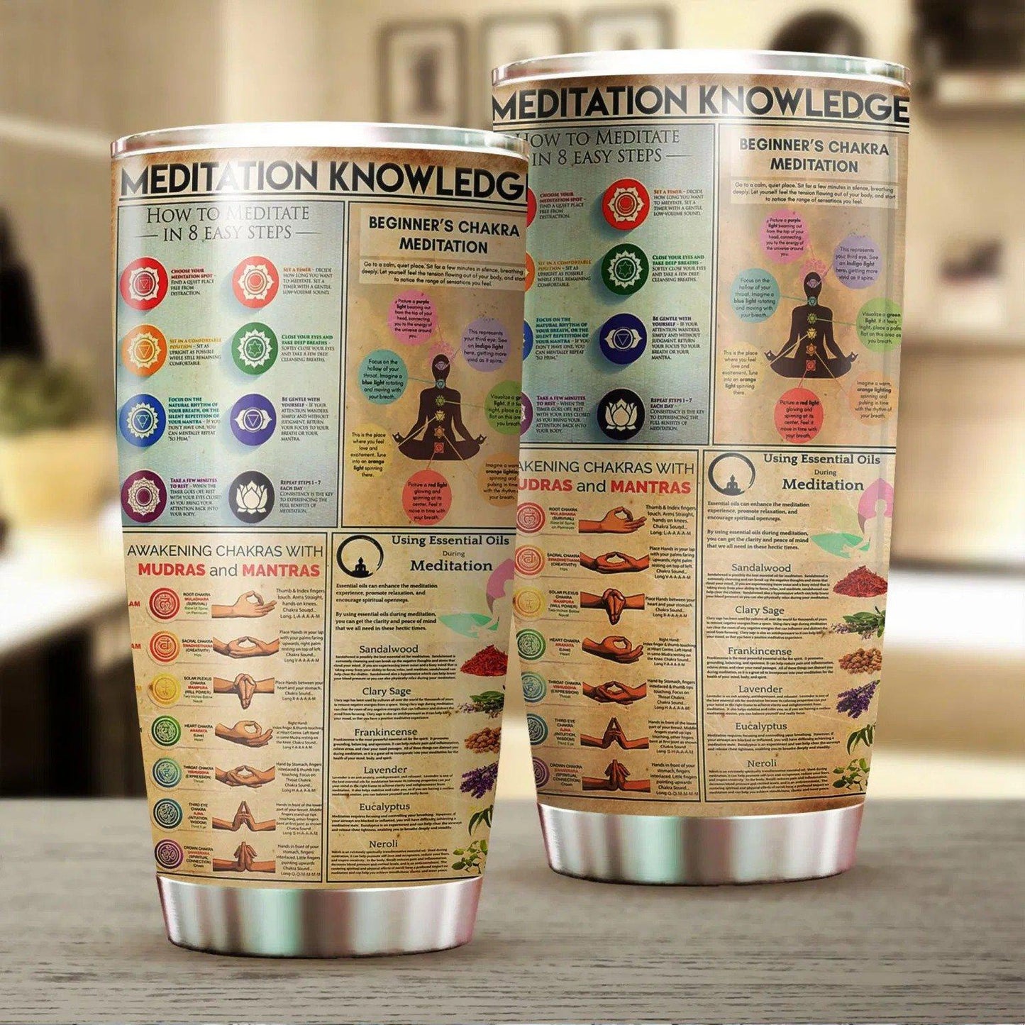 Meditation Knowledge 20 Oz Tumbler For Coffee Travel And Daily Drinks