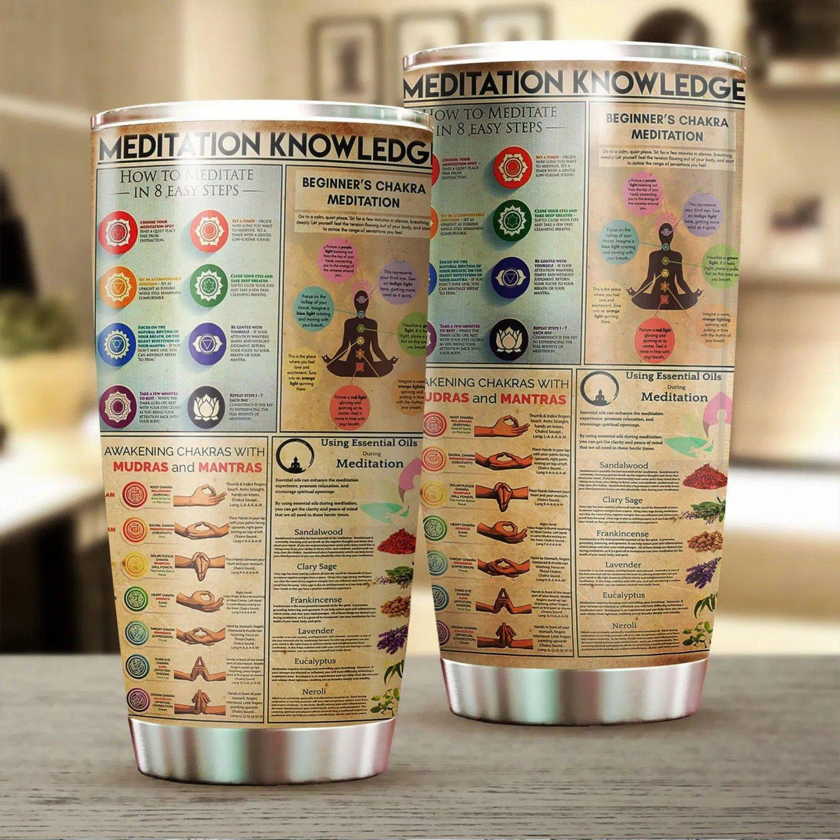 Yoga Meditation Knowledge 20 Oz Tumbler For Coffee Travel And Daily Drinks