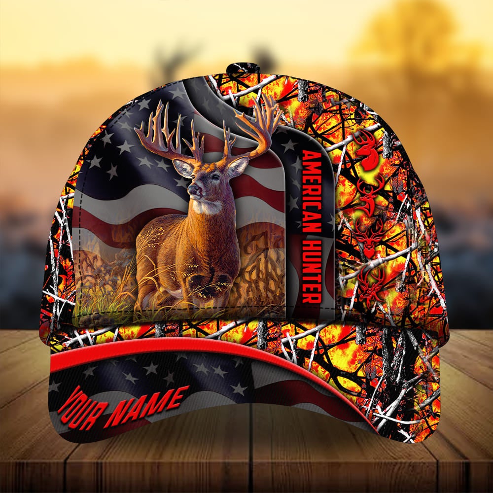 Flag Deer Hunting Personalized Classic Cap For Outdoor Activities Weekend Trips And Casual Wear