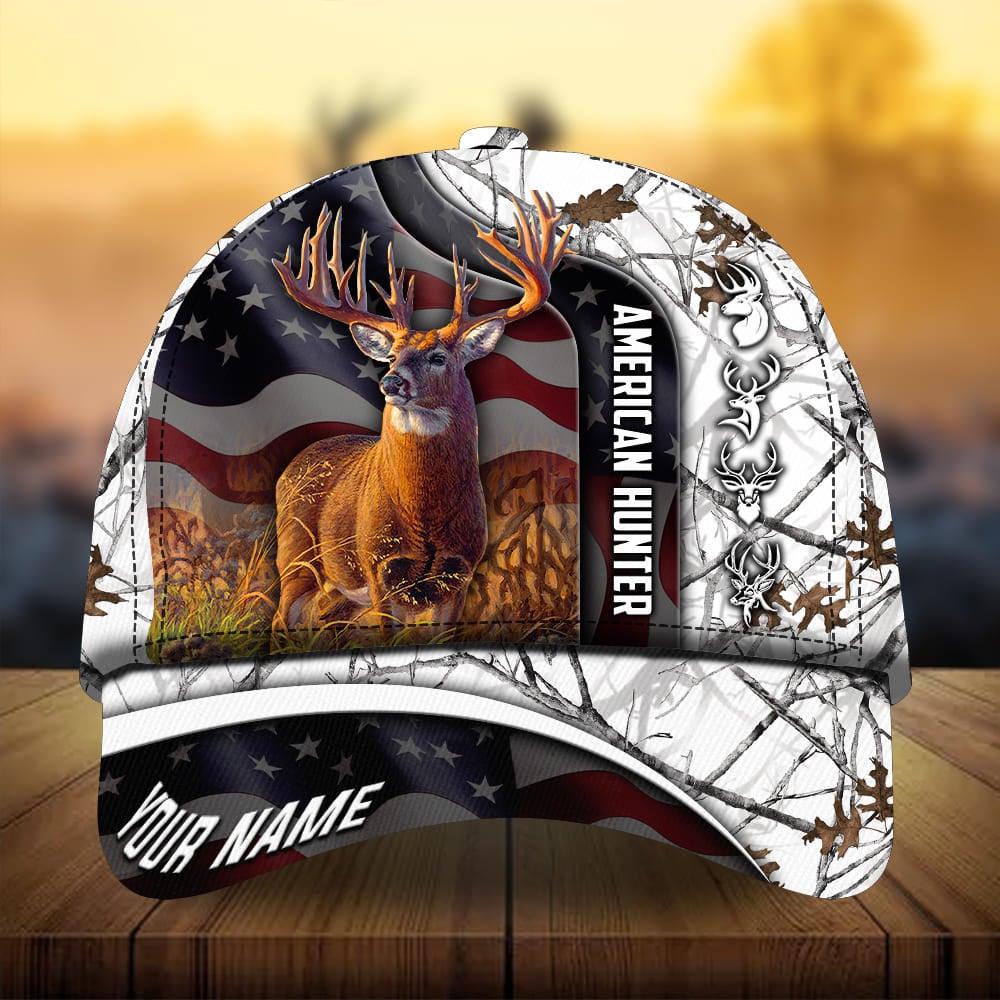 Flag Deer Hunting Personalized Classic Cap For Outdoor Activities Weekend Trips And Casual Wear