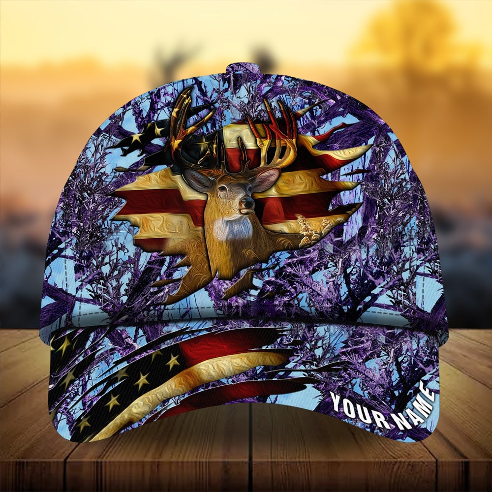 Cracked Flag Deer Hunting Personalized Classic Cap For Everyday Outfits Coastal Travel And Gift Giving