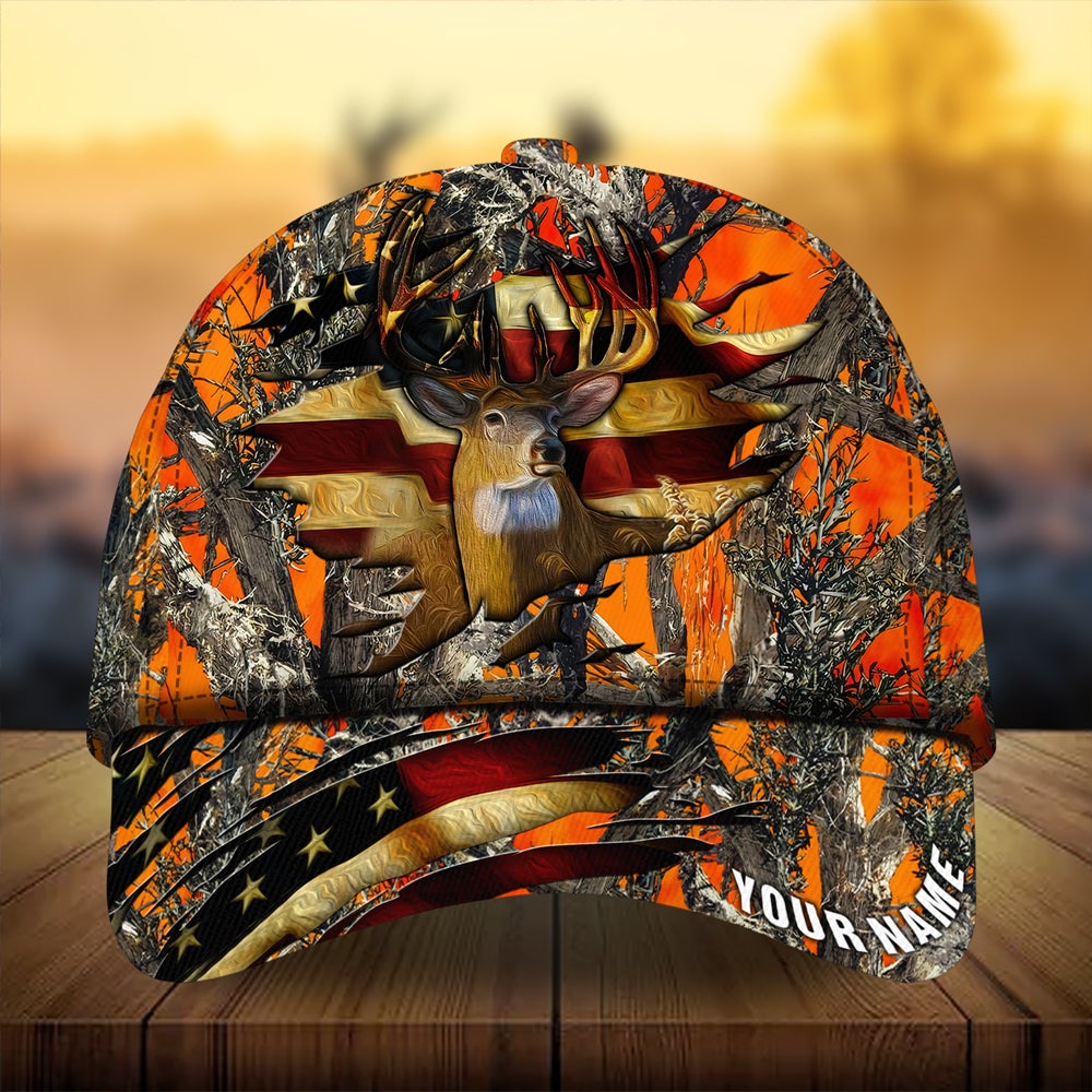 Cracked Flag Deer Hunting Personalized Classic Cap For Everyday Outfits Coastal Travel And Gift Giving