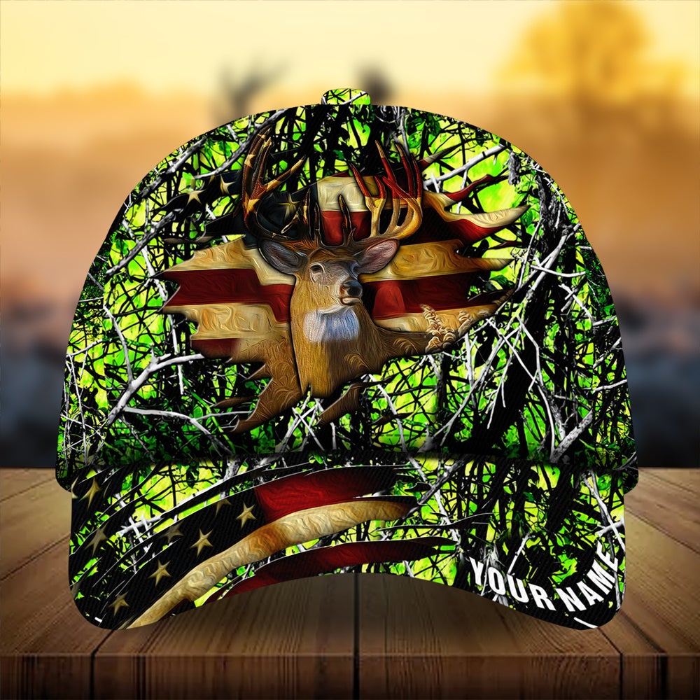Cracked Flag Deer Hunting Personalized Classic Cap For Everyday Outfits Coastal Travel And Gift Giving
