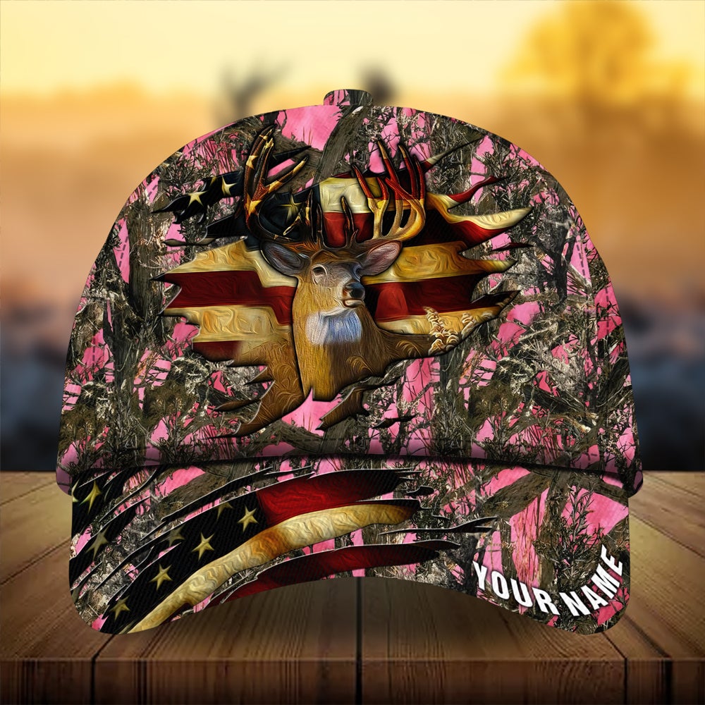 Cracked Flag Deer Hunting Personalized Classic Cap For Everyday Outfits Coastal Travel And Gift Giving