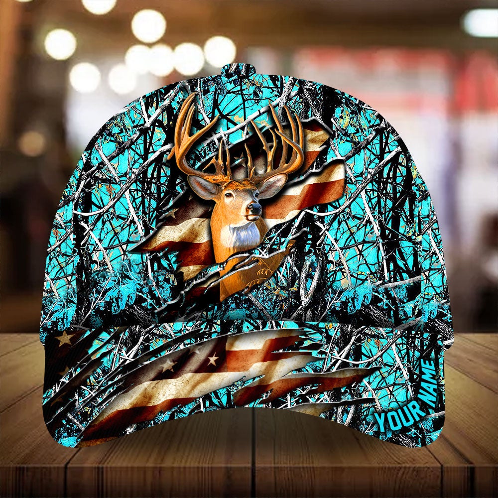 Eternity Cracked Flag Deer Hunting Personalized Classic Cap For Parties Vacations And Relaxed Daily Outfits