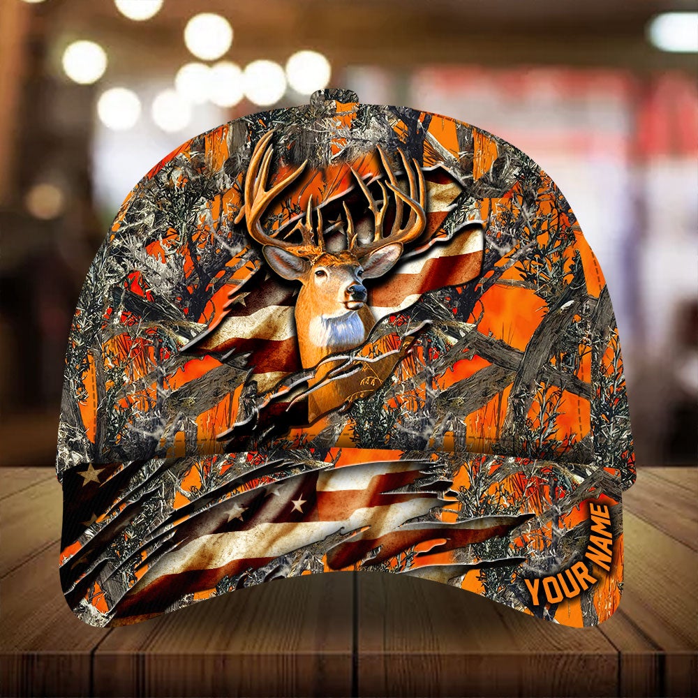 Eternity Cracked Flag Deer Hunting Personalized Classic Cap For Parties Vacations And Relaxed Daily Outfits