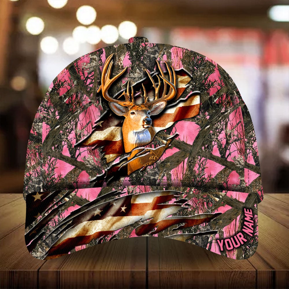 Eternity Cracked Flag Deer Hunting Personalized Classic Cap For Parties Vacations And Relaxed Daily Outfits