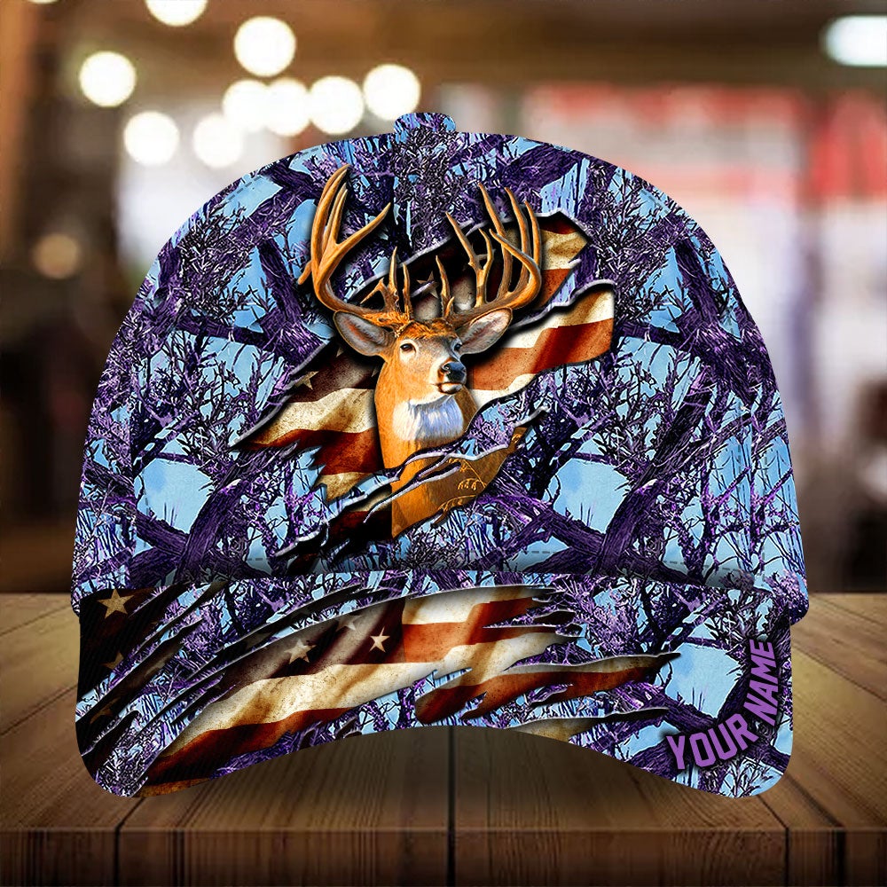 Eternity Cracked Flag Deer Hunting Personalized Classic Cap For Parties Vacations And Relaxed Daily Outfits