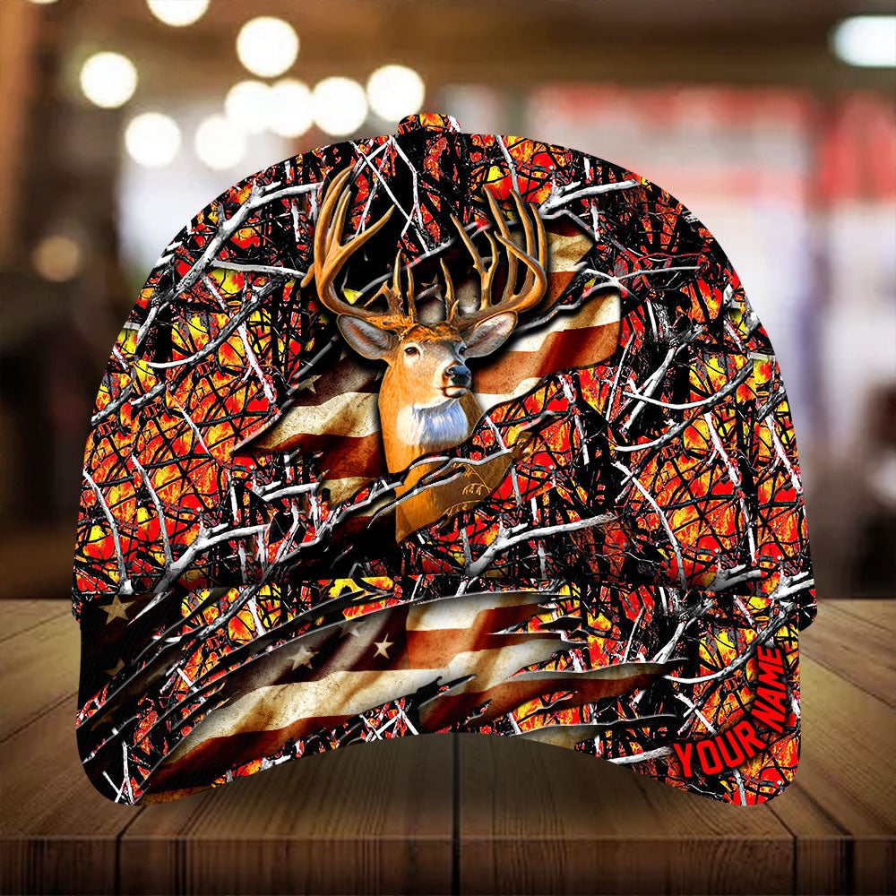 Eternity Cracked Flag Deer Hunting Personalized Classic Cap For Parties Vacations And Relaxed Daily Outfits