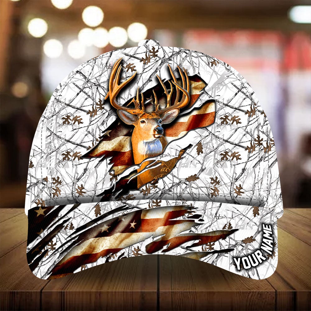 Eternity Cracked Flag Deer Hunting Personalized Classic Cap For Parties Vacations And Relaxed Daily Outfits