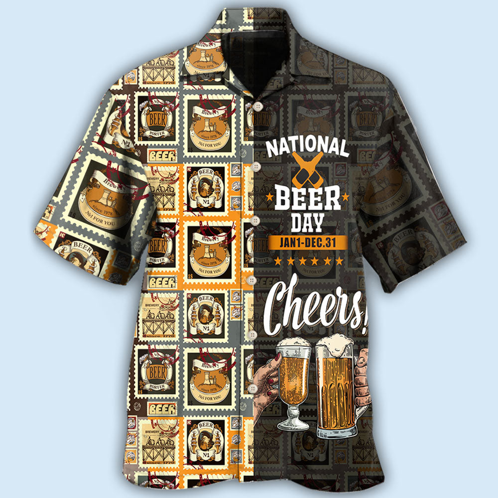 National Beer Cheers Hawaiian Shirt For Island Vacations, Resort Wear, And Relaxed Seasonal Style