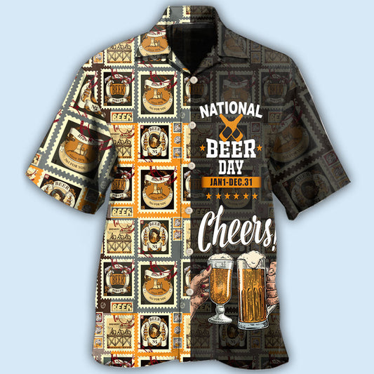 National Beer Cheers Hawaiian Shirt For Island Vacations, Resort Wear, And Relaxed Seasonal Style