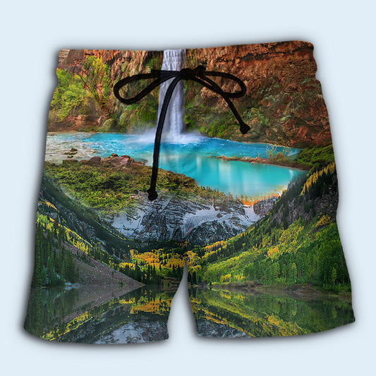 National Parks Adventure USA Beach Shorts Design Detail For Weekend Getaways And Beach Days