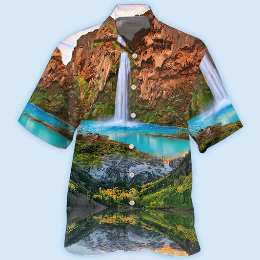 National Parks Outdoor Pattern Hawaiian Shirt For Island Vacations, Resort Wear, And Relaxed Seasonal Style