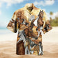 Native Horses Hawaiian Shirt For Summer Vacation, Beach Travel, And Casual Wear