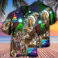Bohemian Old Man Christmas Hawaiian Shirt Artwork Detail For Tropical Trips And Casual Outings