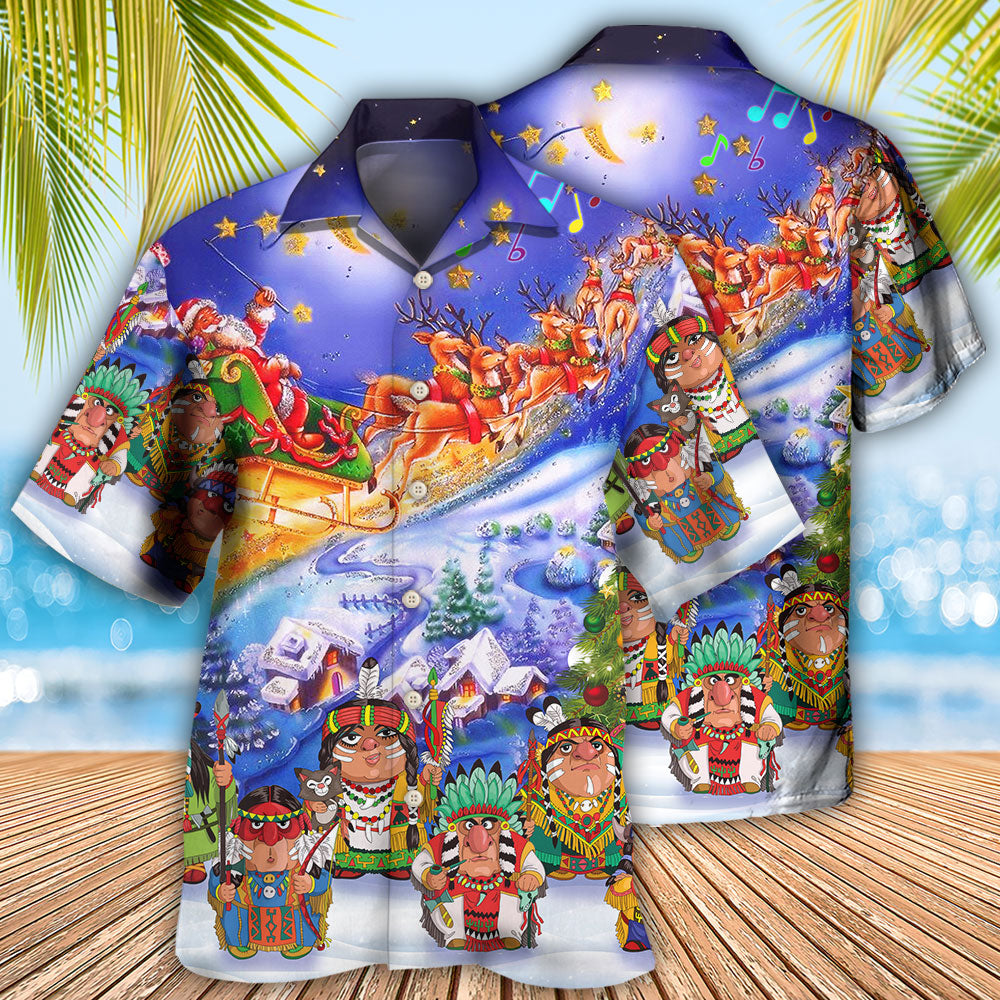 Bohemian Funny Christmas Night Hawaiian Shirt Artwork View For Weekend Travel And Beach Style