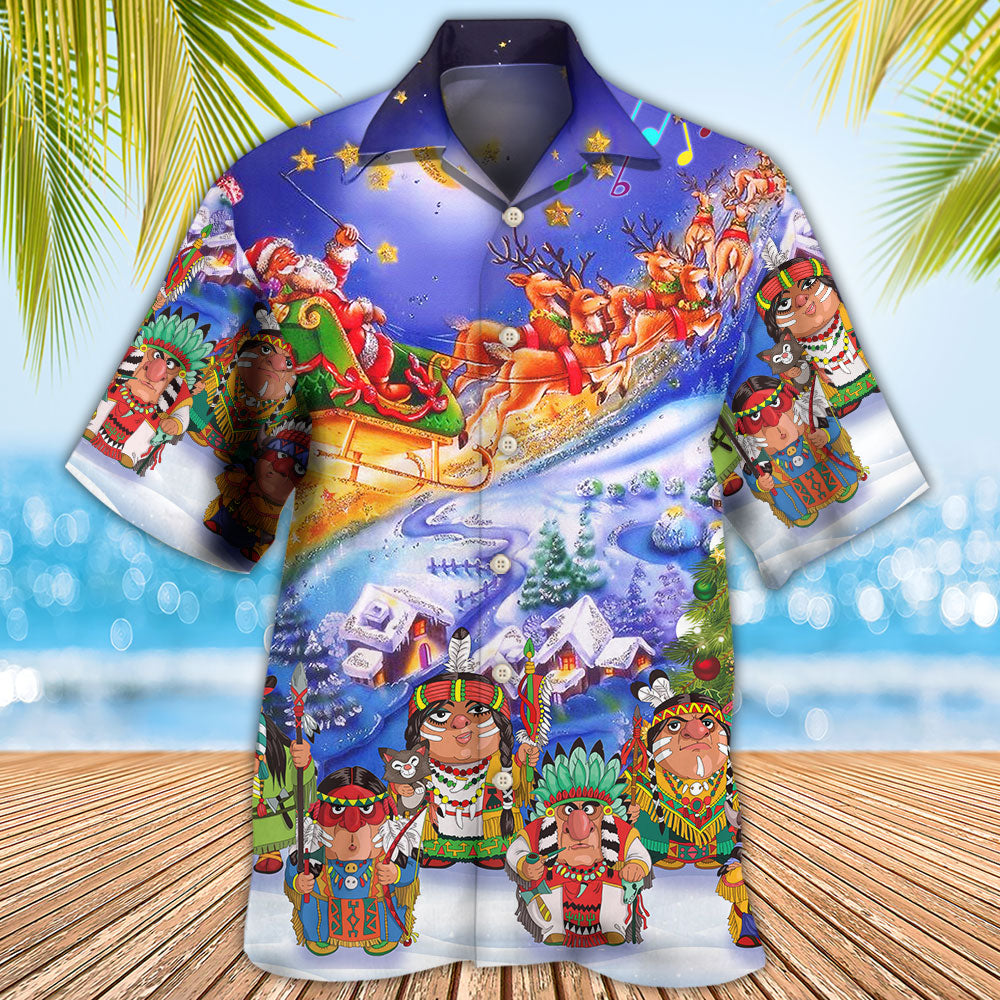 Bohemian Funny Christmas Night Hawaiian Shirt For Vacation Days And Relaxed Coastal Outings