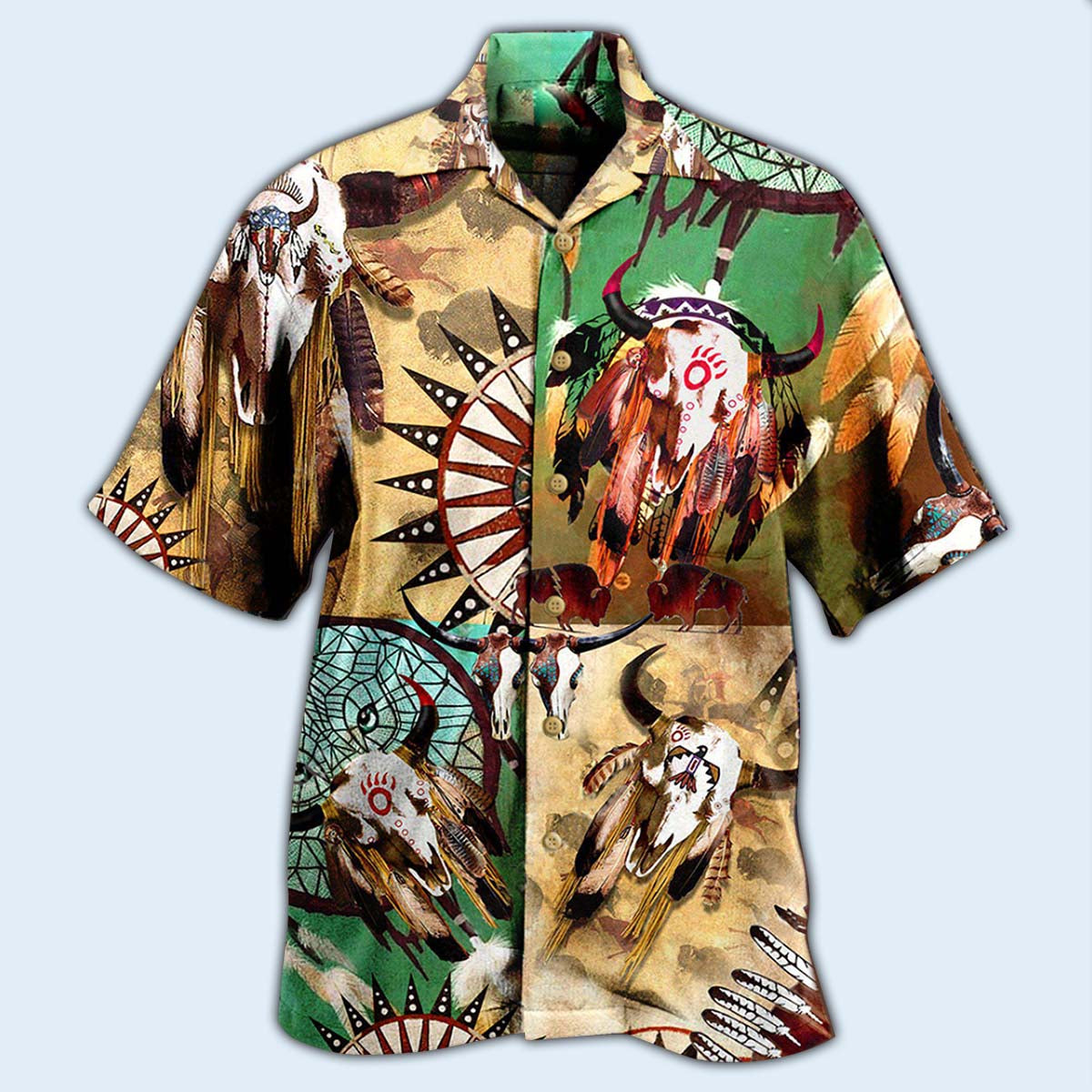 Bohemian American Awesome Spirit Hawaiian Shirt Pattern View For Lightweight Everyday Style
