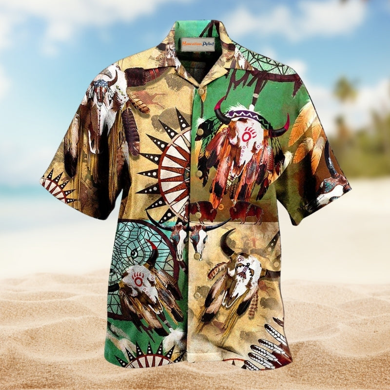 Native American Awesome Spirit Hawaiian Shirt For Summer Vacation Beach Travel And Relaxed Casual Wear