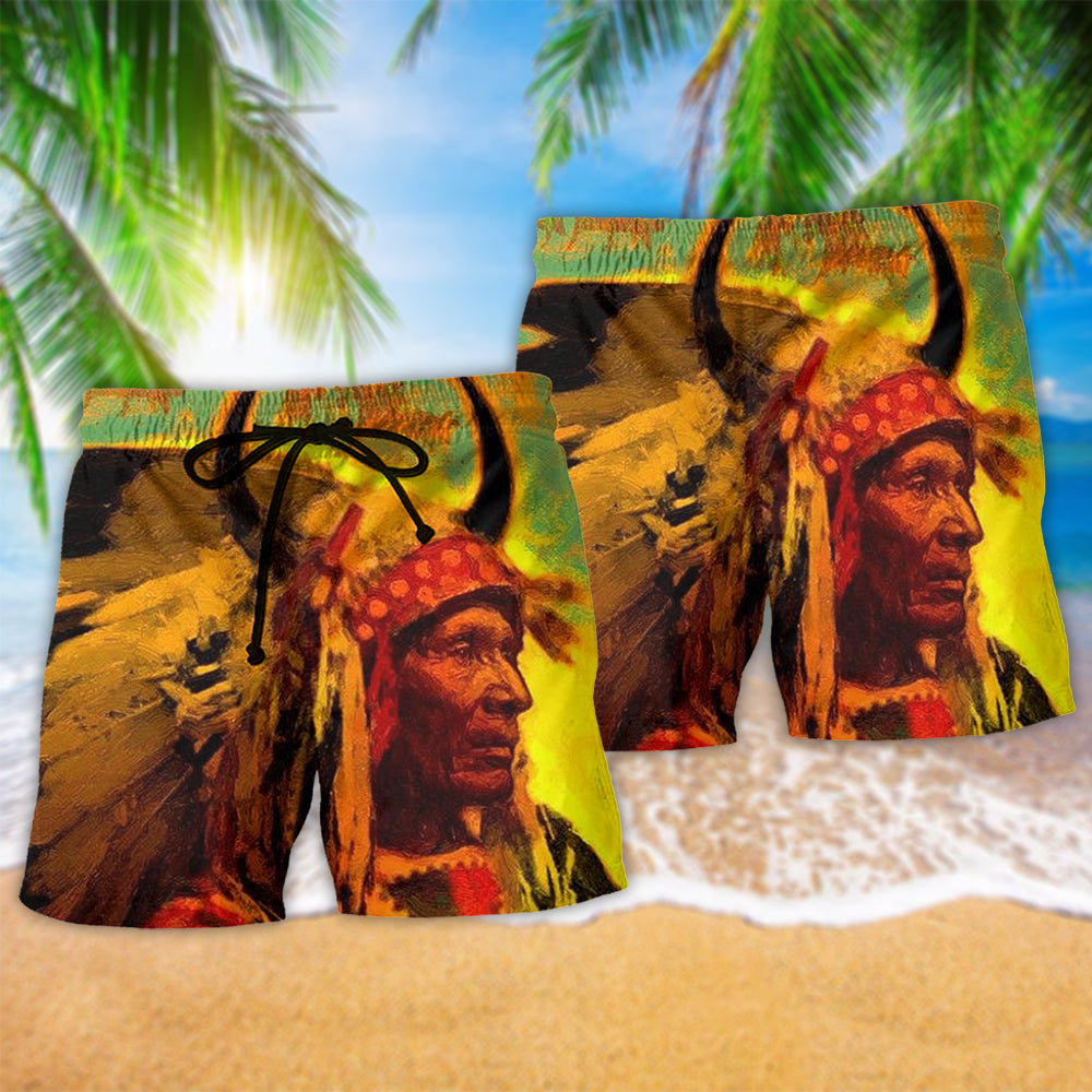 Native Inspired Colorful Love And Peace Beach Shorts Artwork View For Seaside Trips And Casual Style