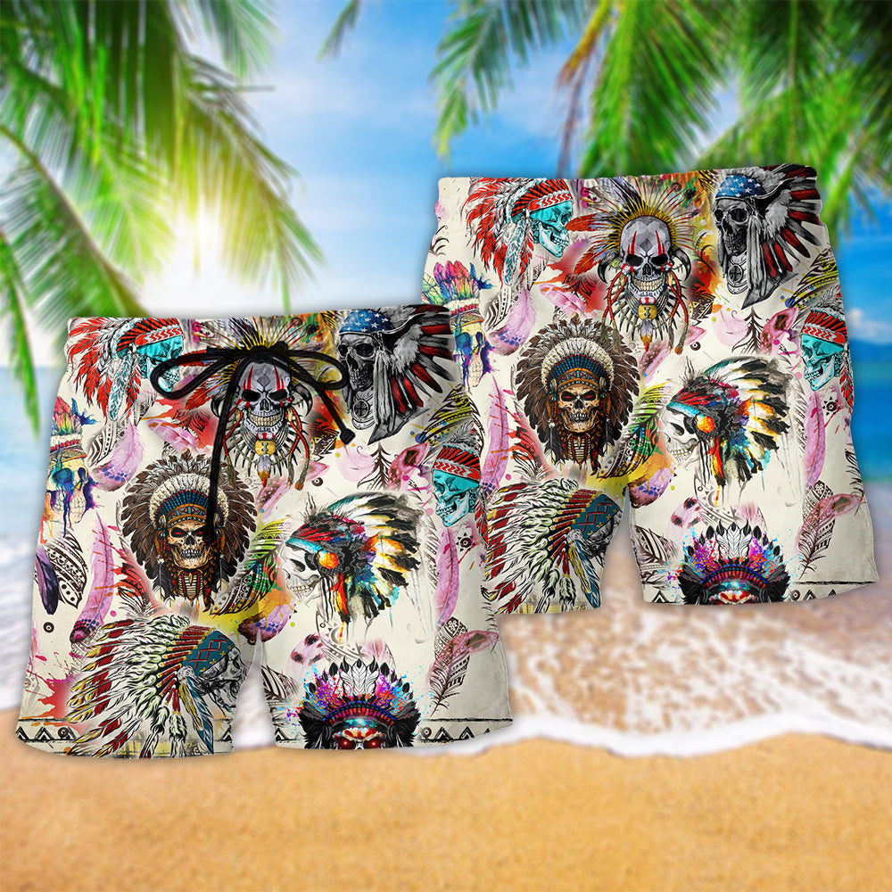 Native Inspired Cultural Heritage Color Beach Shorts Print View For Coastal Escapes And Casual Outings