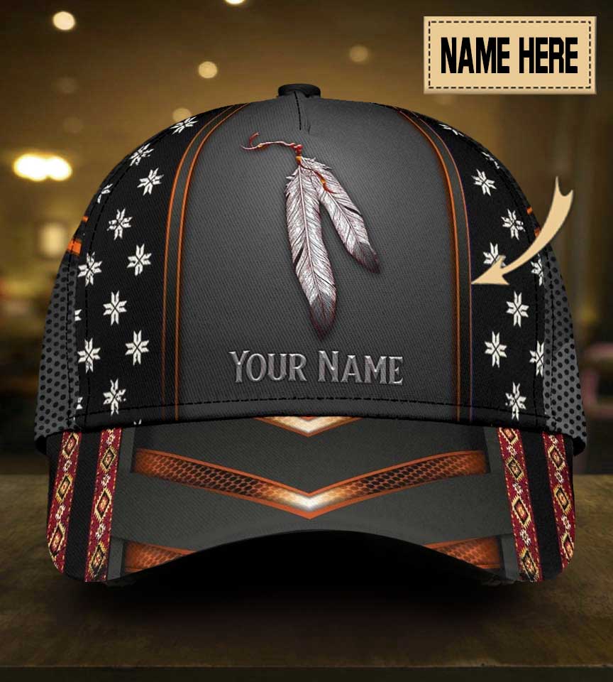 Feather Black Personalized Classic Cap For Relaxed Daily Style Vacations And Festival Wear