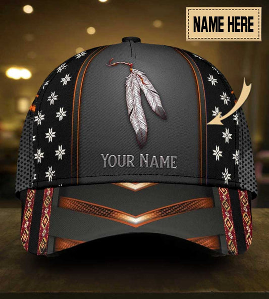 Feather Black Personalized Classic Cap For Relaxed Daily Style Vacations And Festival Wear