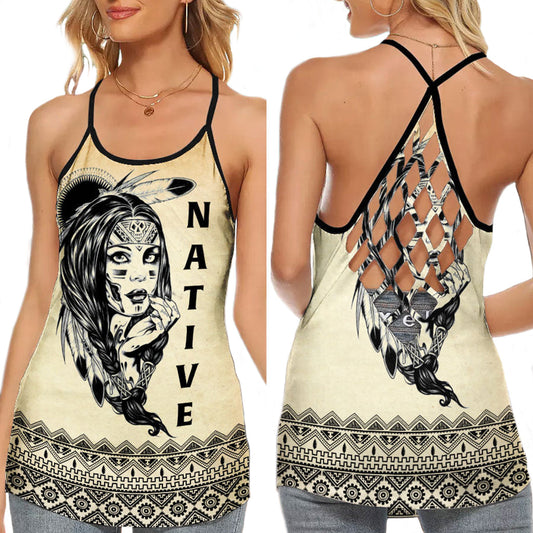 Native Girl Nature Hollow Tank Top For Yoga Workouts And Casual Wear