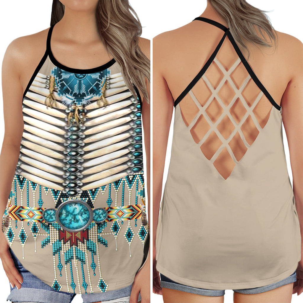 Native Pattern Basic Cultural Hollow Tank Top For Yoga Workouts And Casual Wear