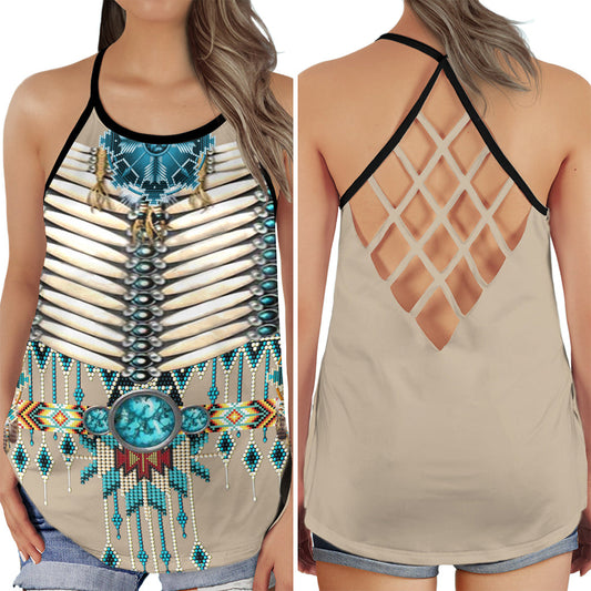 Native Pattern Basic Cultural Hollow Tank Top For Yoga Workouts And Casual Wear