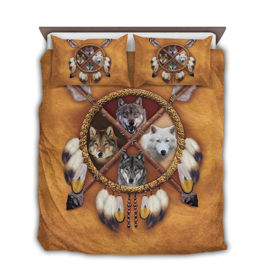 Native American Peace Wolf Bedding Cover For Nature Bedroom Decor