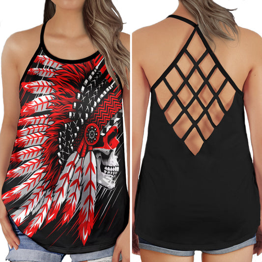 Native Peace Red Black Hollow Tank Top For Yoga Workouts And Festival Wear
