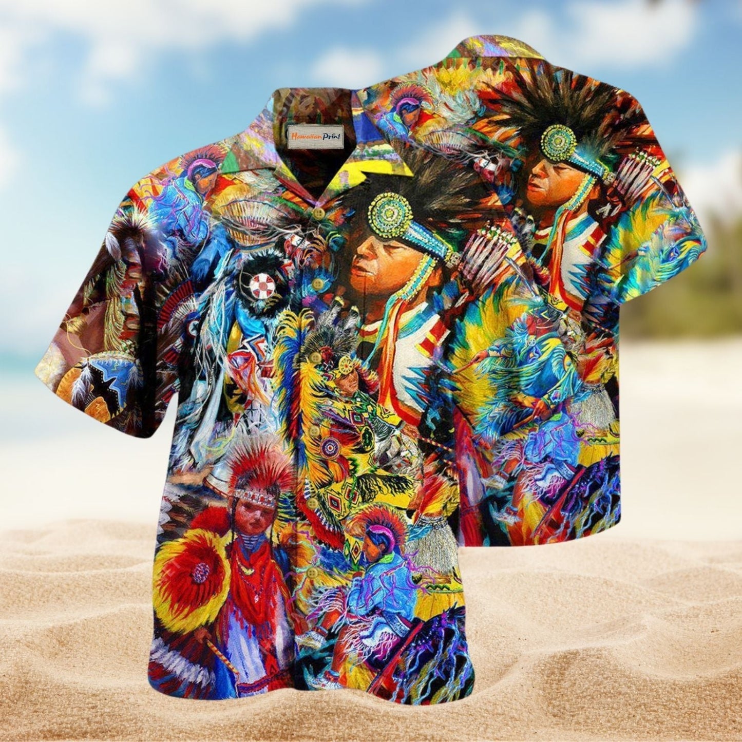 Traditional Circle Dance Hawaiian Shirt For Beach Holidays Outdoor Outings And Relaxed Everyday Wear