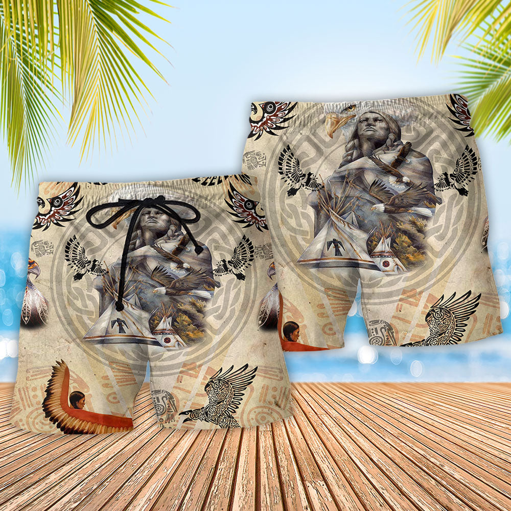 Southwestern Eagle Beach Shorts Pattern Detail For Warm Weather Comfort And Bright Summer Outfits